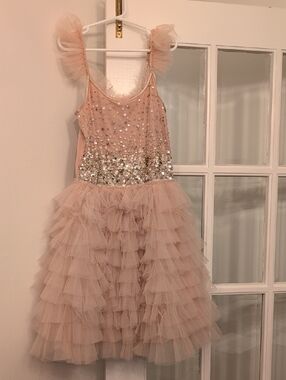 Tutu Du Monde Blush Pink Sequin Tulle Ruffle Dress